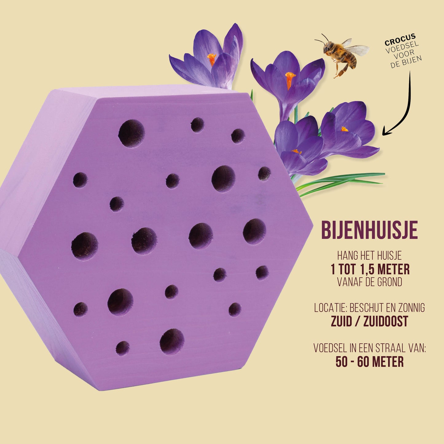 Bijen- & Vlinderhuis Paars | Insectenhotel voor wilde bijen en vlinders
